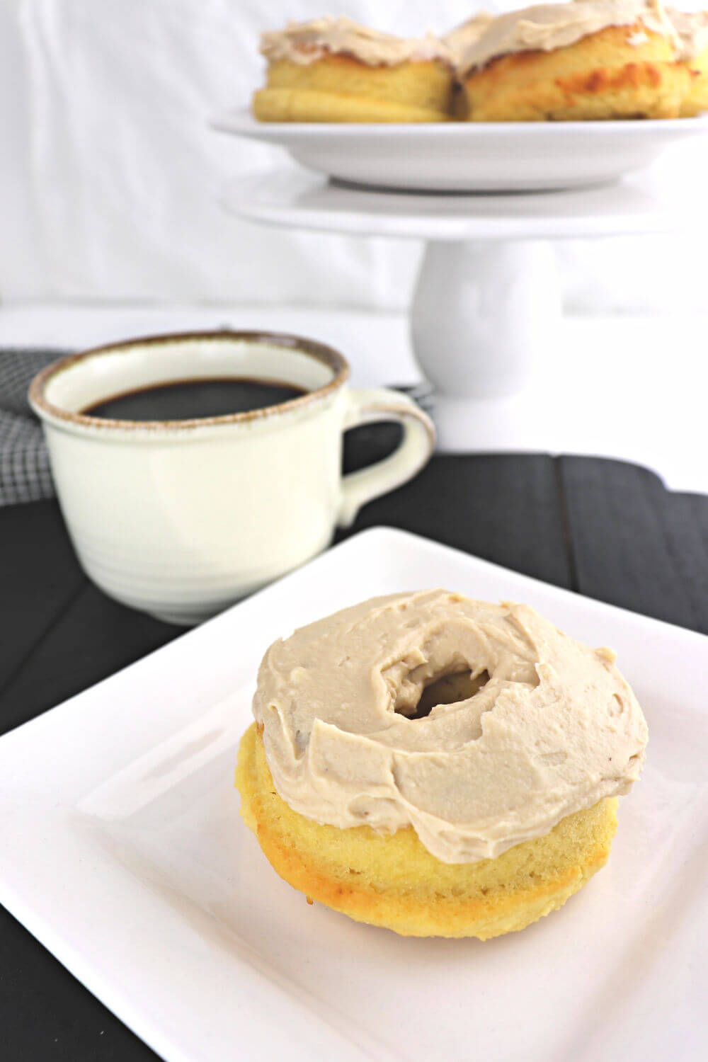 Keto Maple Donuts front with coffee #lowcarbrecipes #ketorecipes