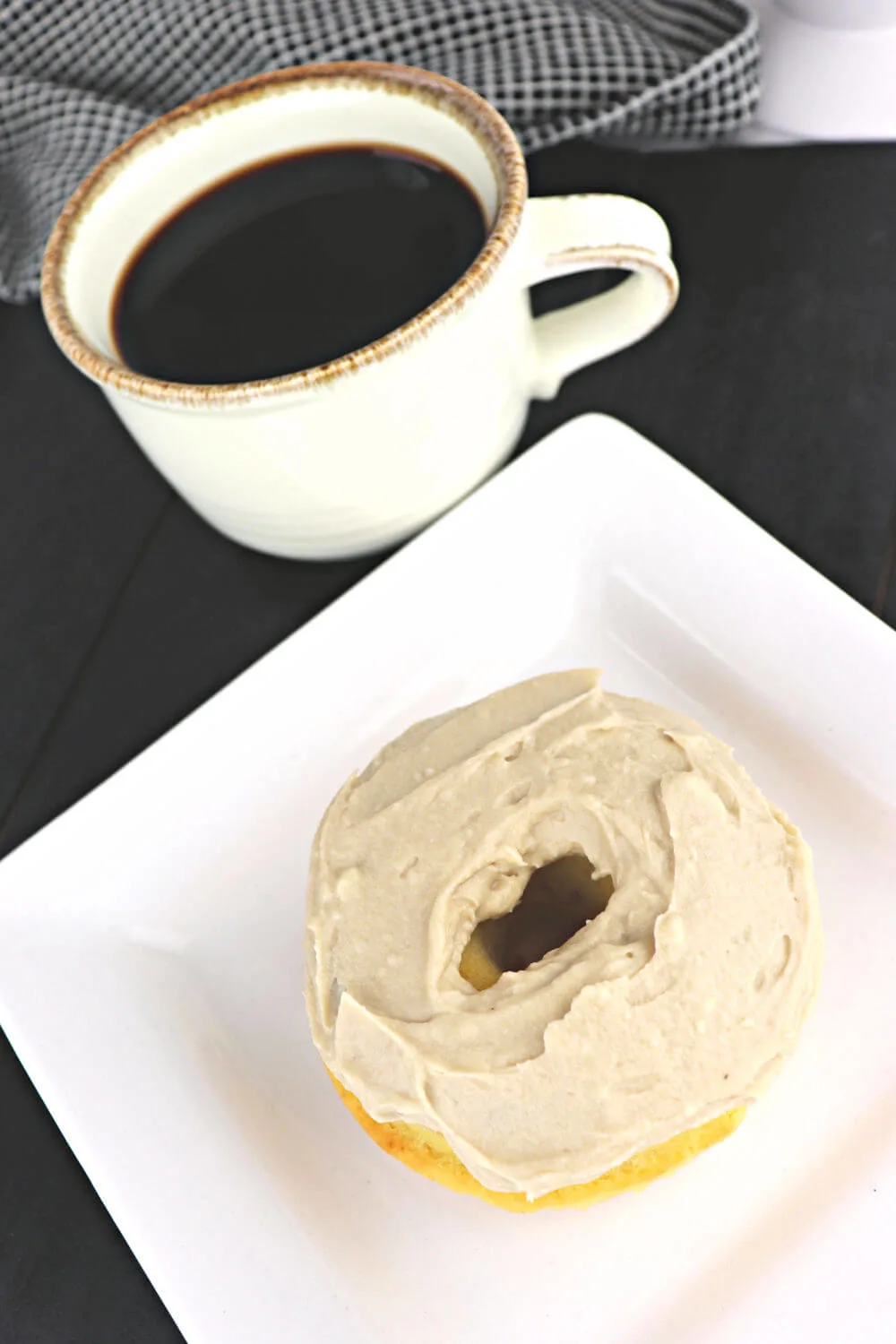 Keto maple donut with a cup of coffee is the perfect low carb breakfast. Picnic or parade, you'll this love moist and delicious gluten-free, sugar-free recipe. #lowcarbdonuts #ketobreakfastrecipes