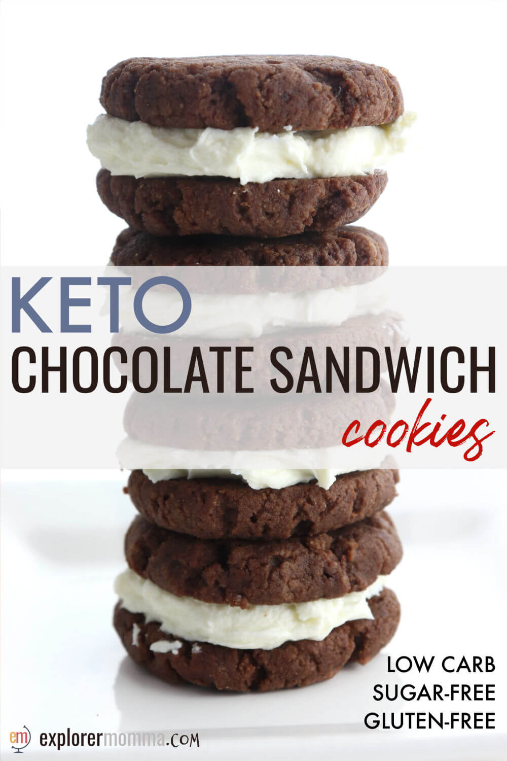 Low carb Keto Chocolate Sandwich Cookies are a fabulous soft copycat keto oreo, satisfy cravings yet are sugar-free and gluten-free. #ketodesserts #ketocookies #ketorecipes