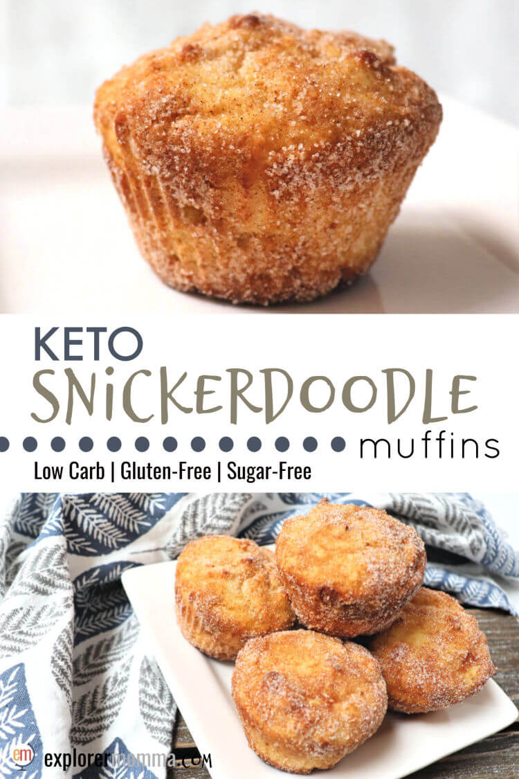 Keto snickerdoodles, in a muffin! Soon to be a family low carb breakfast favorite, these are the perfect gluten-free breakfast or snack. Cinnamon and sweet crunch coating with a soft sugar-free middle. #lowcarbrecipesketo #ketomuffins #ketobreakfast