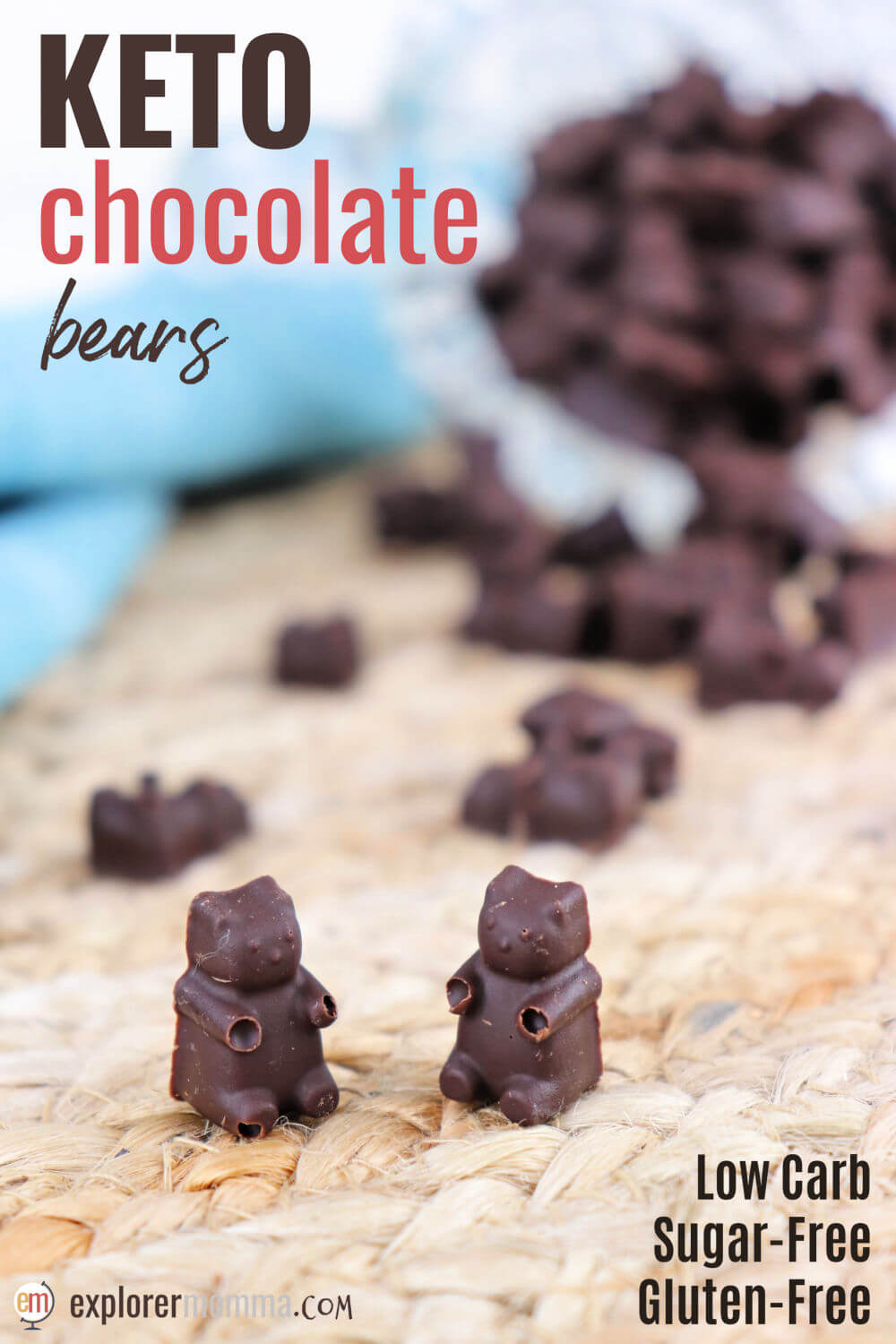Sugar-free easy 3-ingredient keto chocolate is heaven in a bite when a chocolate craving hits on a low carb diet. Gluten-free and delicious, these can be made in any mold or as bars. #ketochocolate #sugarfreechocolate #lowcarbchocolate #ketodessert