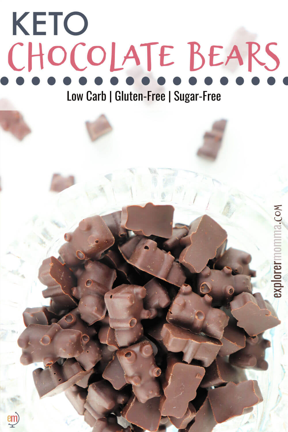 Keto Chocolate Bears are a sugar-free chocolate treat you'll love. It's the perfect chocolate to have for a low carb diet chocolate craving, and just a couple will do the trick. #ketodesserts #ketochocolate #lowcarbrecipes #ketochocolaterecipes
