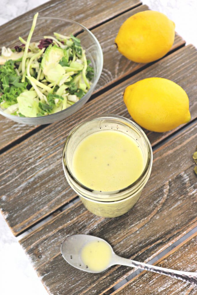 Keto lemon poppyseed dressing is fresh and easy to make. It's the perfect sugar-free dressing for a low carb diet with both tang and sweet. #ketodressing #lowcarbdressing #sugarfreedressing