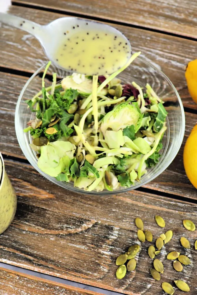 Delicious keto salad dressing - lemon poppyseed is tart, tangy, sweet and delicious on a low carb diet. Sugar-free and guilt-free. #ketodressing #sugarfreedressing #ketorecipes