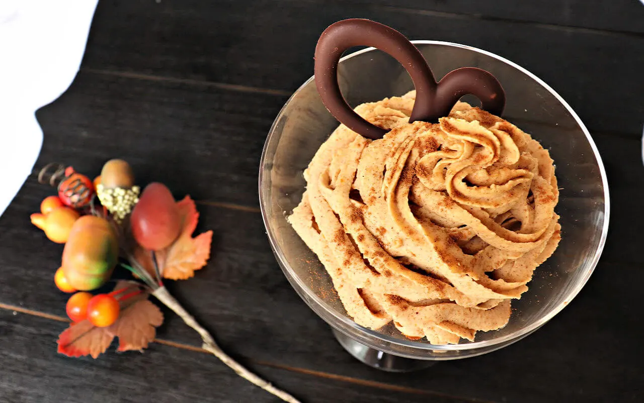 Easy whipped keto pumpkin mousse is delightfully low carb and delicious. The perfect fall sugar-free dessert recipe for a keto diet. #ketodietrecipes #ketopumpkin #lowcarbdessert