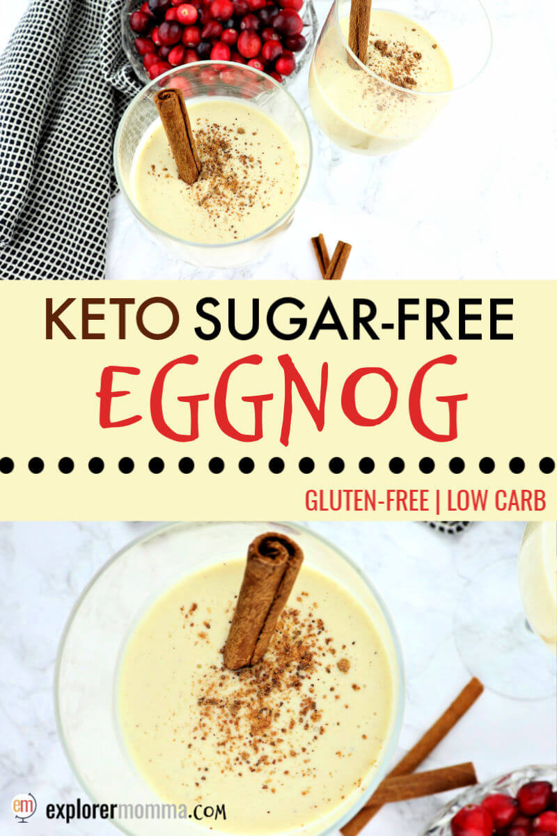 The best festive keto eggnog recipe is easy and creamy liquid nutmeg custard delish! At less than 1 net carb per serving, it's an eggnog fat bomb dream perfectly low carb for the Christmas or New Year's holiday party. #ketoeggnogrecipe #ketochristmas #ketorecipes