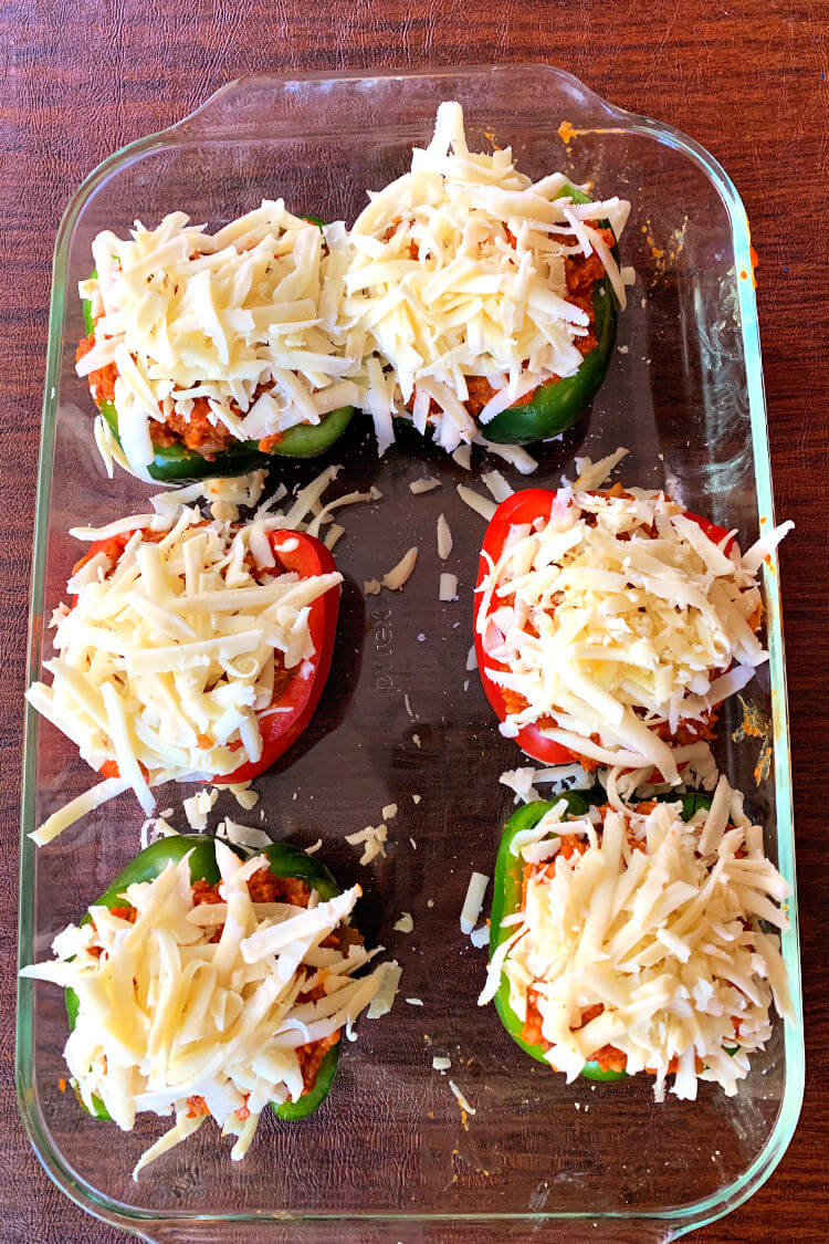 Ready to bake keto sausage stuffed peppers #lowcarbrecipes #ketodinner #lowcarbrecipesketo