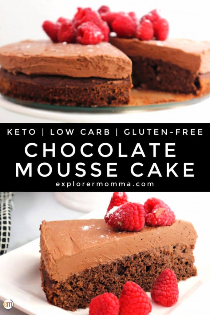 Keto chocolate mousse cake is a delicious chocolate low carb recipe for special occasions and holidays. Low carb, gluten-free, sugar-free, friends and family will love this decadent cake that works with a keto diet. #ketocake #ketochocolatemousse #ketodessert