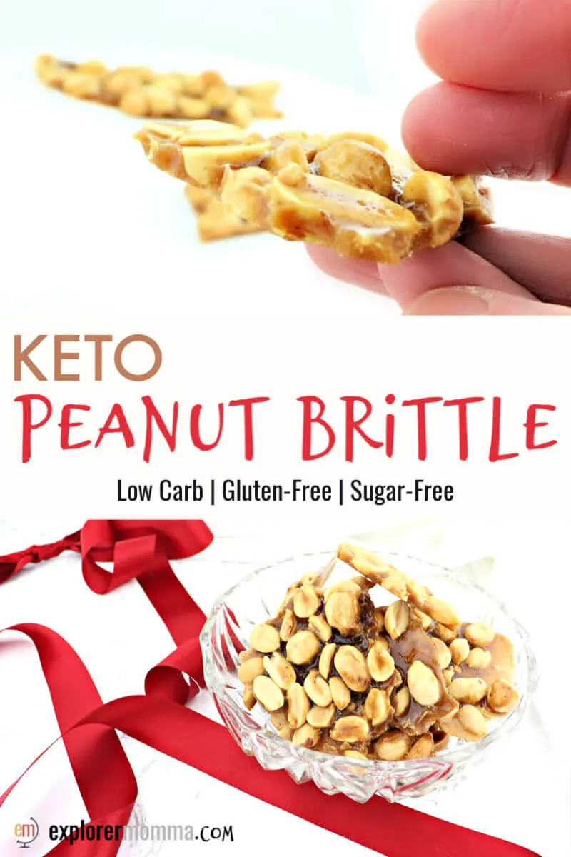 Keto peanut brittle is the ultimate sugar-free holiday treat. Make a healthier choice and stay on plan for a keto diet with the salty sweetness of this low carb candy. #ketocandy #ketodessert #ketoholidays