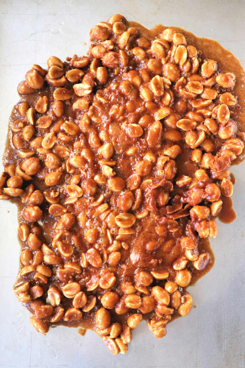 Keto peanut brittle in the pan #ketopeanutbrittle