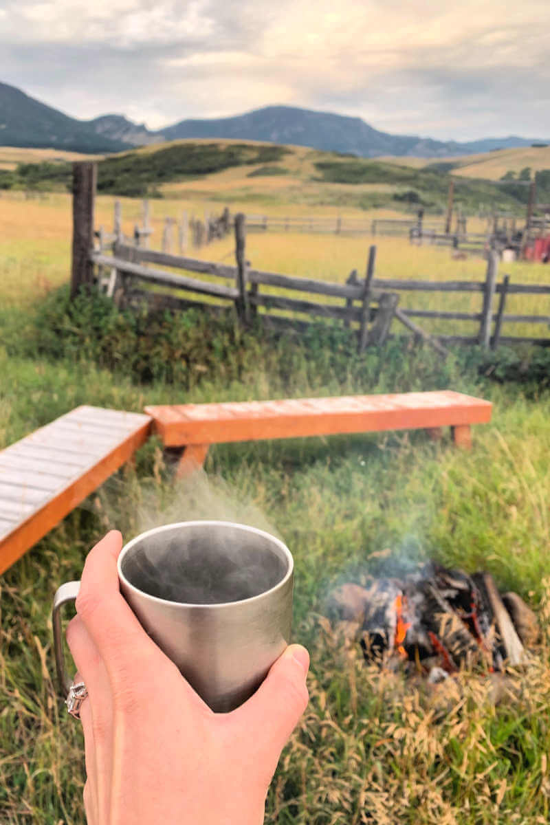 Goshawk Ecotours morning campfire #greatfallsmt #goshawkecotours