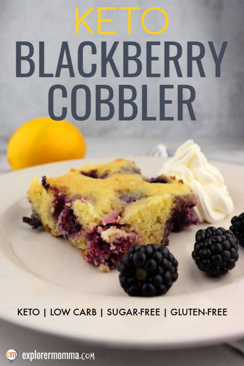 Easy and delicious keto blackberry cobbler is the perfect low carb fresh dessert. Serve with whipped cream or your favorite keto ice cream! #ketoblackberrycobbler #ketocake #ketorecipes