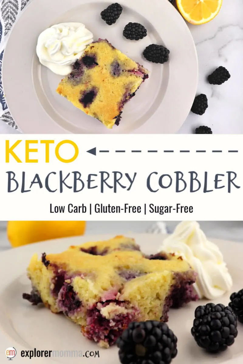 Keto blackberry cobbler is a delicious gluten-free, sugar-free version of the summer favorite. Full of fresh lemon and blueberry flavors and topped with whipped cream or low carb ice cream. #ketorecipes #ketodesserts #ketoblackberrycobbler