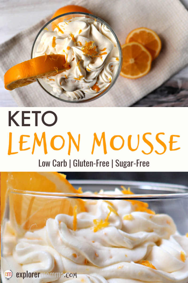 Fresh and delicious keto lemon mousse is the perfect dessert or fat bomb for spring. A delicious gluten-free almond flour crust/topping adds a salty and crunchy contrast to the creamy mascarpone mousse. #ketodesserts #ketorecipes 