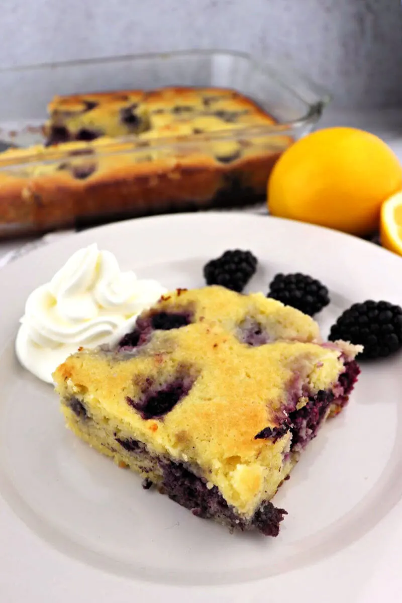 Keto blackberry cobbler is quick to put together and a fabulous gluten-free summertime dessert! Or anytime. Top with whipped cream or low carb ice cream. #ketodesserts #ketoblackberrycobbler #lowcarbdesserts