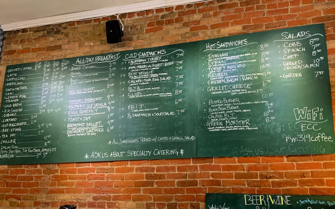Menu at the Electric City Bistro, things to do in Great Falls MT