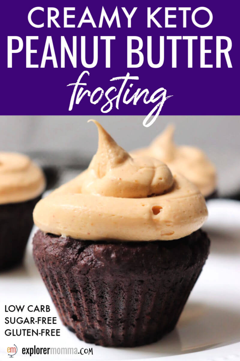 Decadent creamy keto peanut butter frosting is perfect for a low carb birthday cake or gluten-free cupcakes. Easy to make and full of peanut flavor, it's a favorite treat for a keto diet. #ketorecipes #ketodesserts #ketofrosting