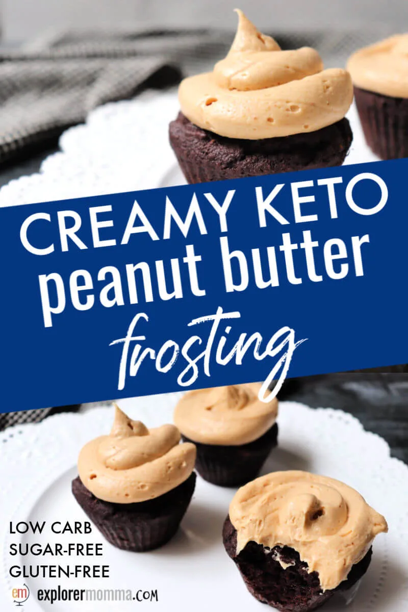 Creamy keto peanut butter frosting is rich and creamy yet quick and easy to make. Whip it together for a low carb icing on a gluten-free cake or cupcakes. Chocolate peanut butter is always a good choice! #ketodietrecipes #ketodesserts #ketobirthday