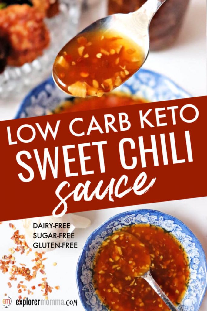 Keto sweet chili sauce is the perfect Asian sweet and spicy dipping sauce for shrimp, chicken, or beef. Low carb and sugar-free. #ketosauce #ketorecipes