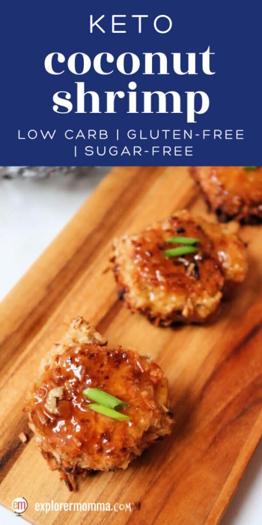 Low carb keto coconut shrimp is gluten-free, sweet, coconutty, and delicious! Excellent with a sugar-free keto sweet chili sauce. #ketorecipes #ketodinners