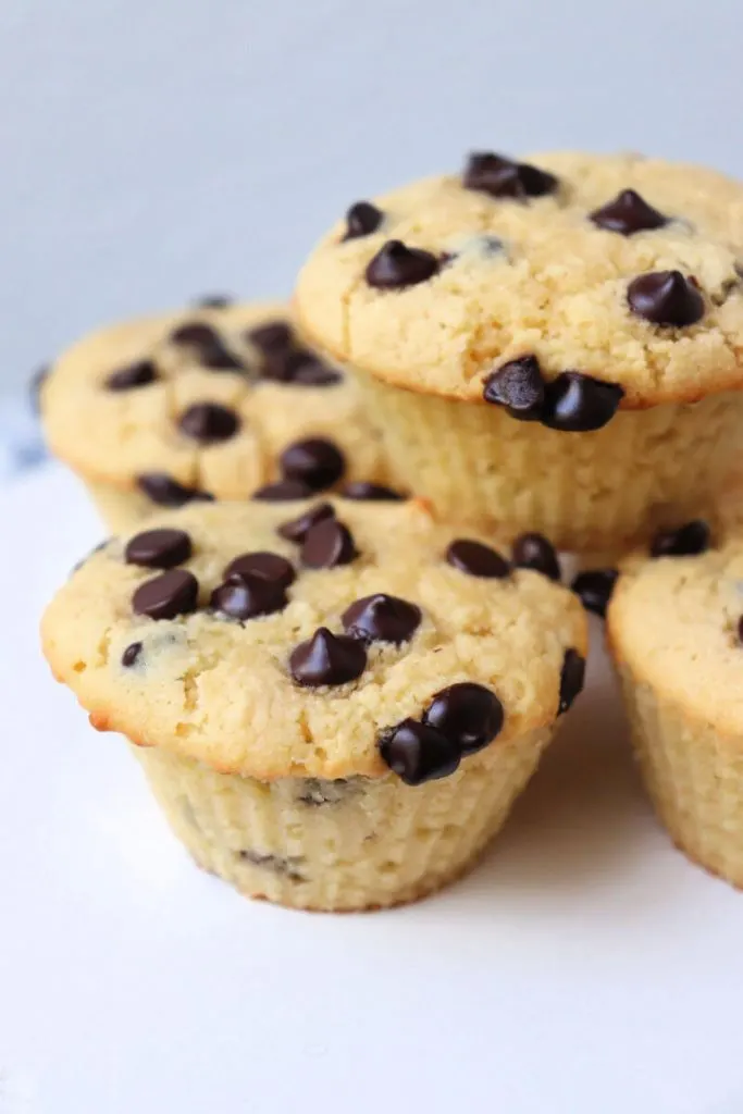 Delicious and easy keto chocolate chip muffins for breakfast or a gluten-free snack. #ketorecipes #ketomuffins