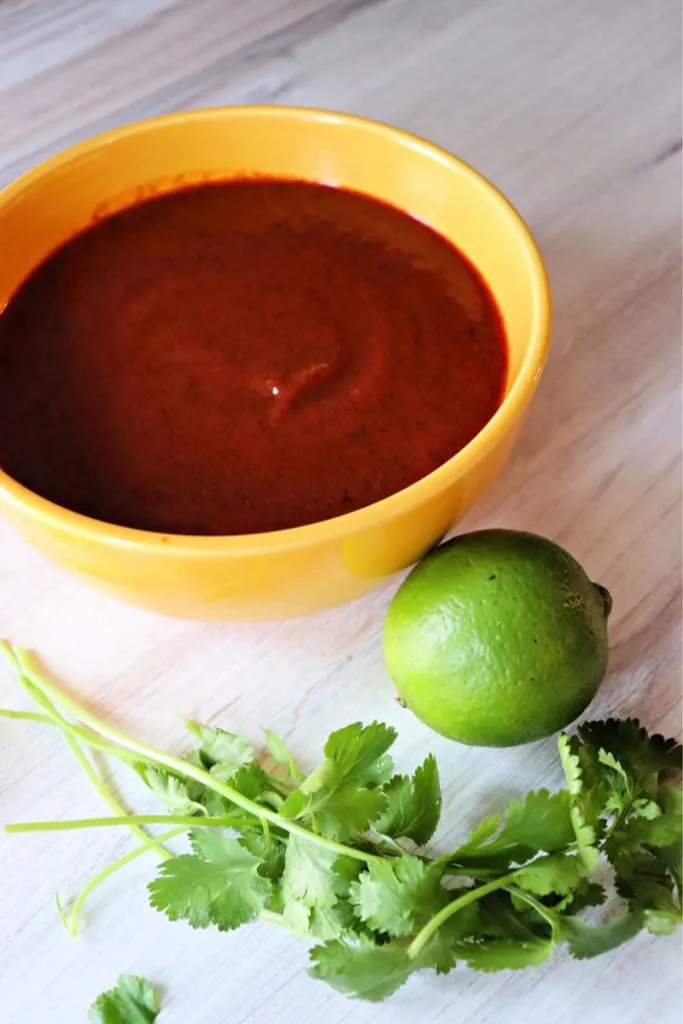 Bowl of sugar-free keto enchilada sauce