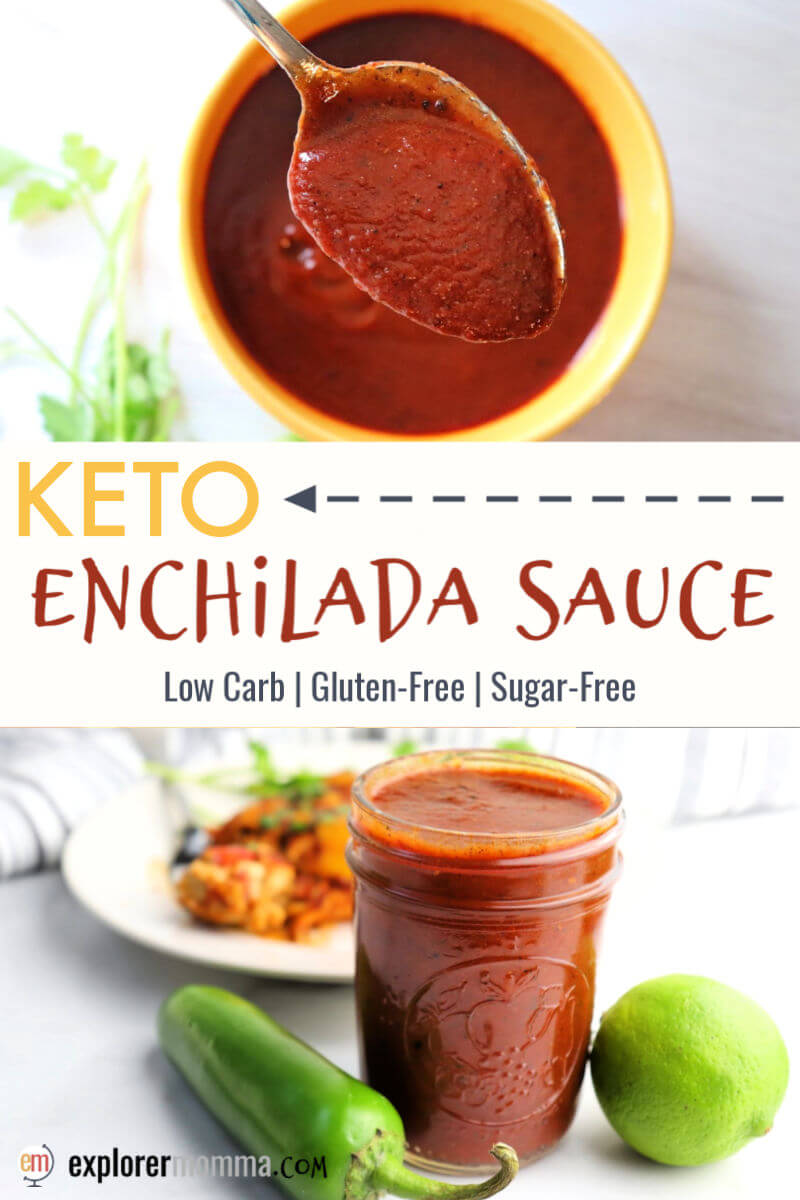 The best easy keto enchilada sauce is quick and sugar-free delicious. Adjust the spice to your liking and enjoy on low carb chicken enchiladas. #ketorecipes #ketosauces