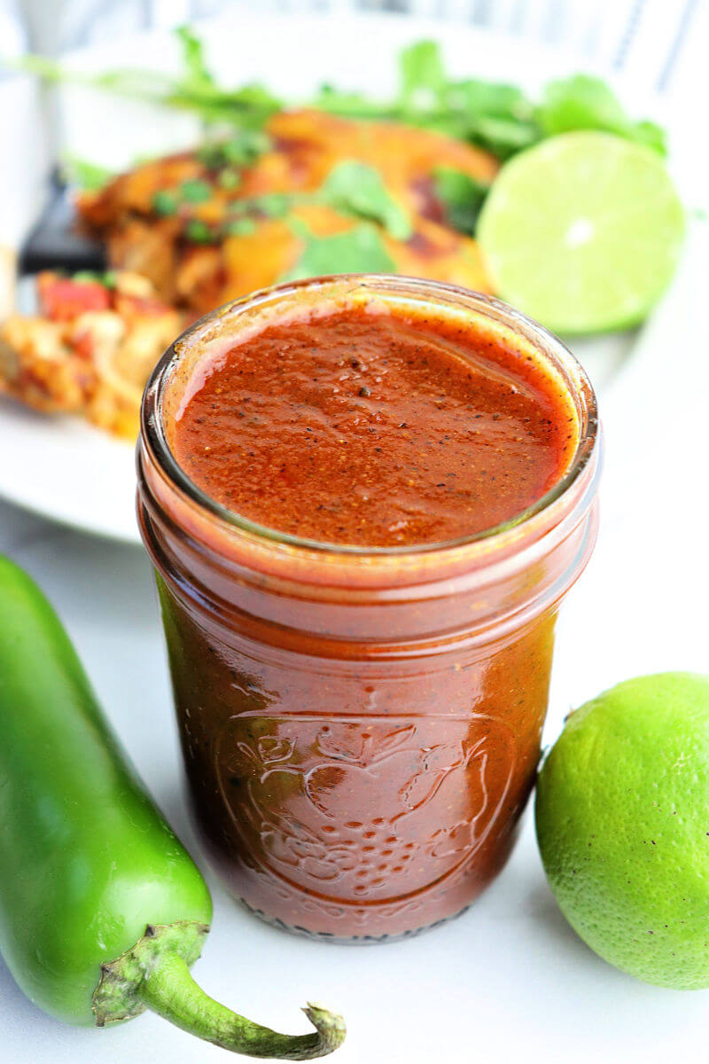 Chili pepper spiced keto enchilada sauce is sugar-free and easy to make.