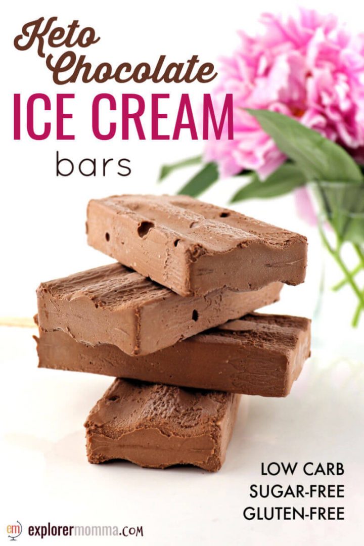 Delicious keto chocolate ice cream bars are easy and perfectly portioned for a summer afternoon low carb snack. Keto fudgesicles for you or the kids. #ketosnacks #ketodesserts