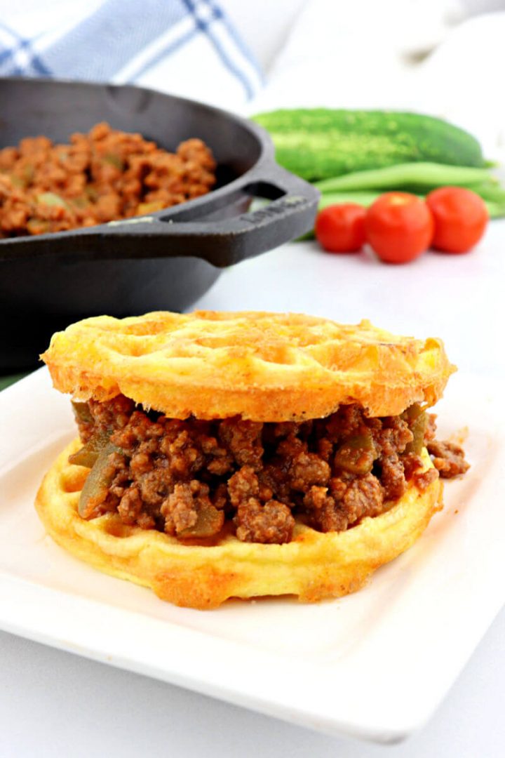 Keto sloppy Joe on chaffles