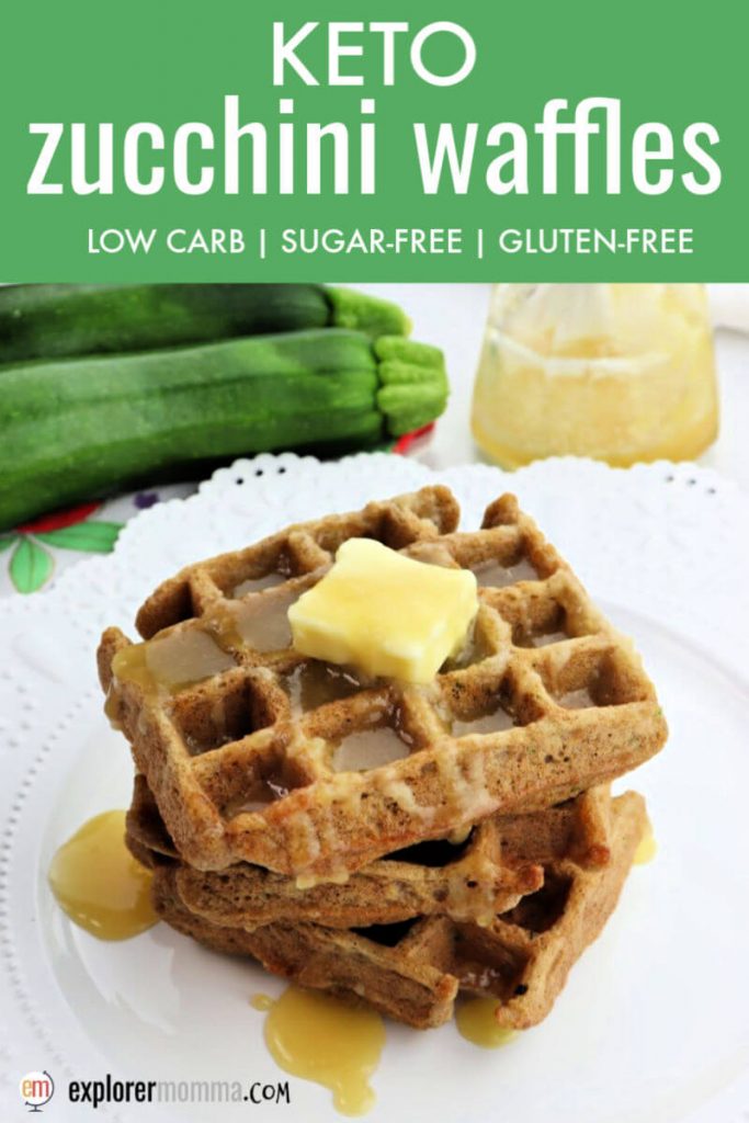 Stack of Keto Zucchini Waffles with butter and topping