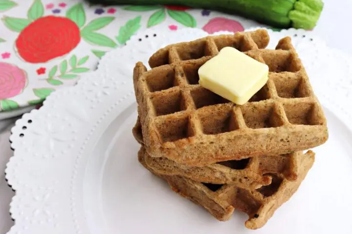 Stack of keto low carb zucchini waffles