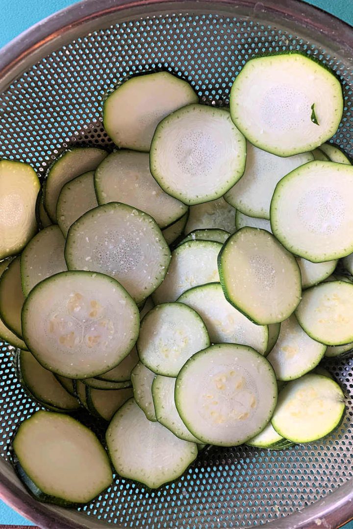 Sliced salted zucchini