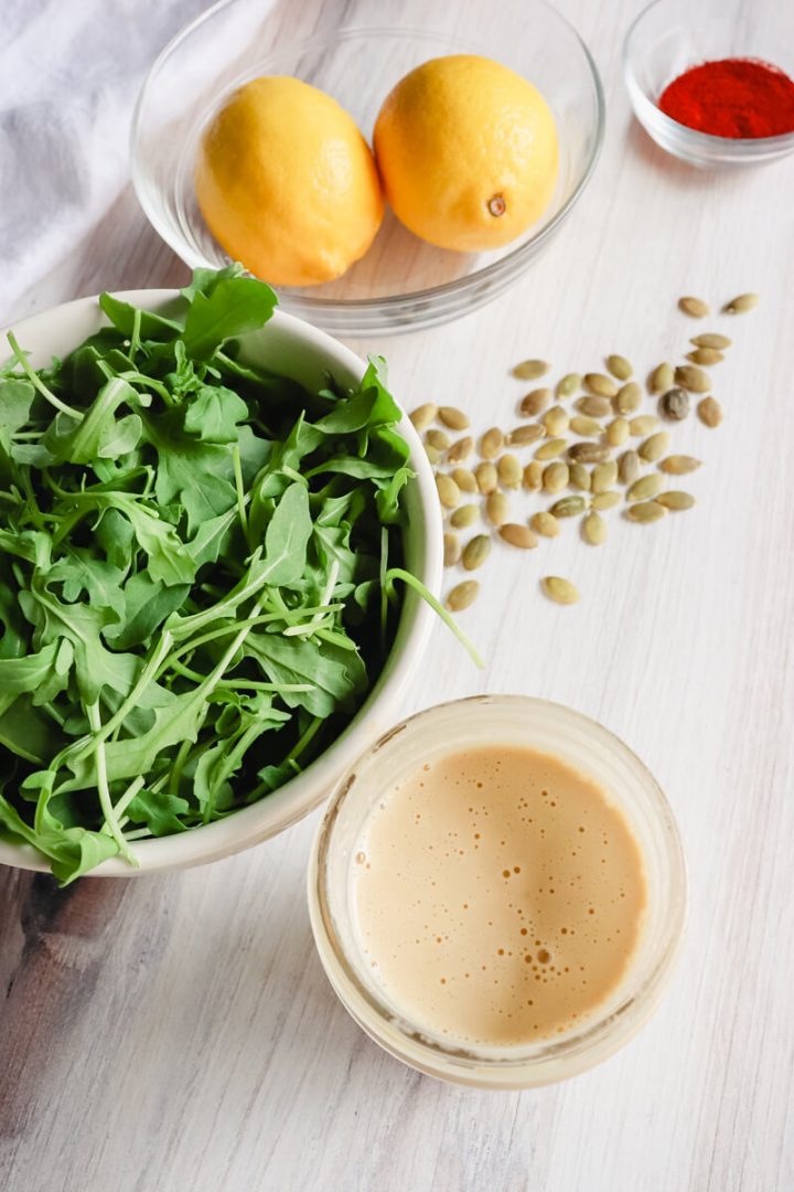 Keto tahini dressing with salad