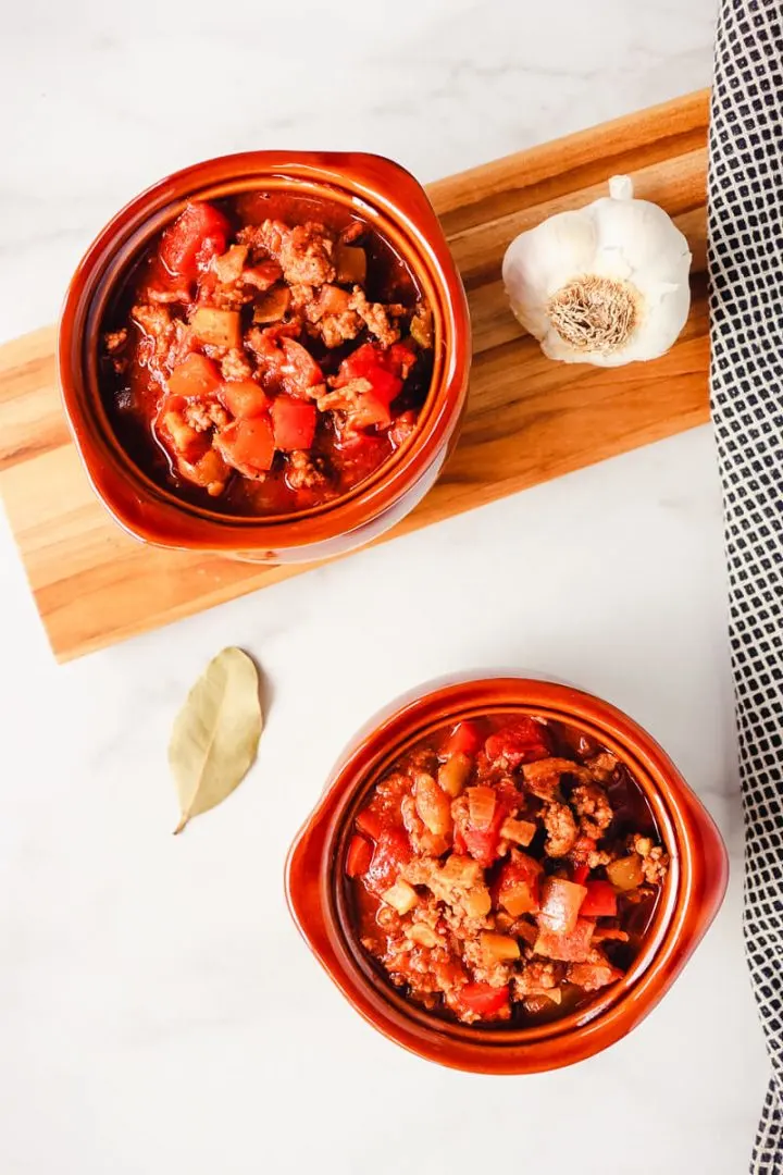 Two bowls of keto chili