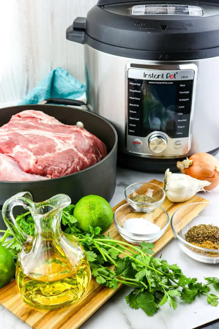 Ingredients for keto carnitas and Instant Pot