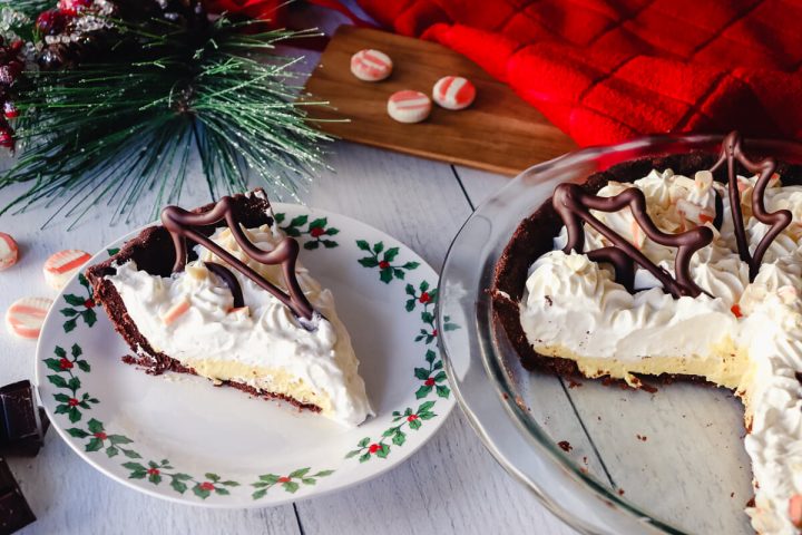 Pie out of a keto peppermint cream pie