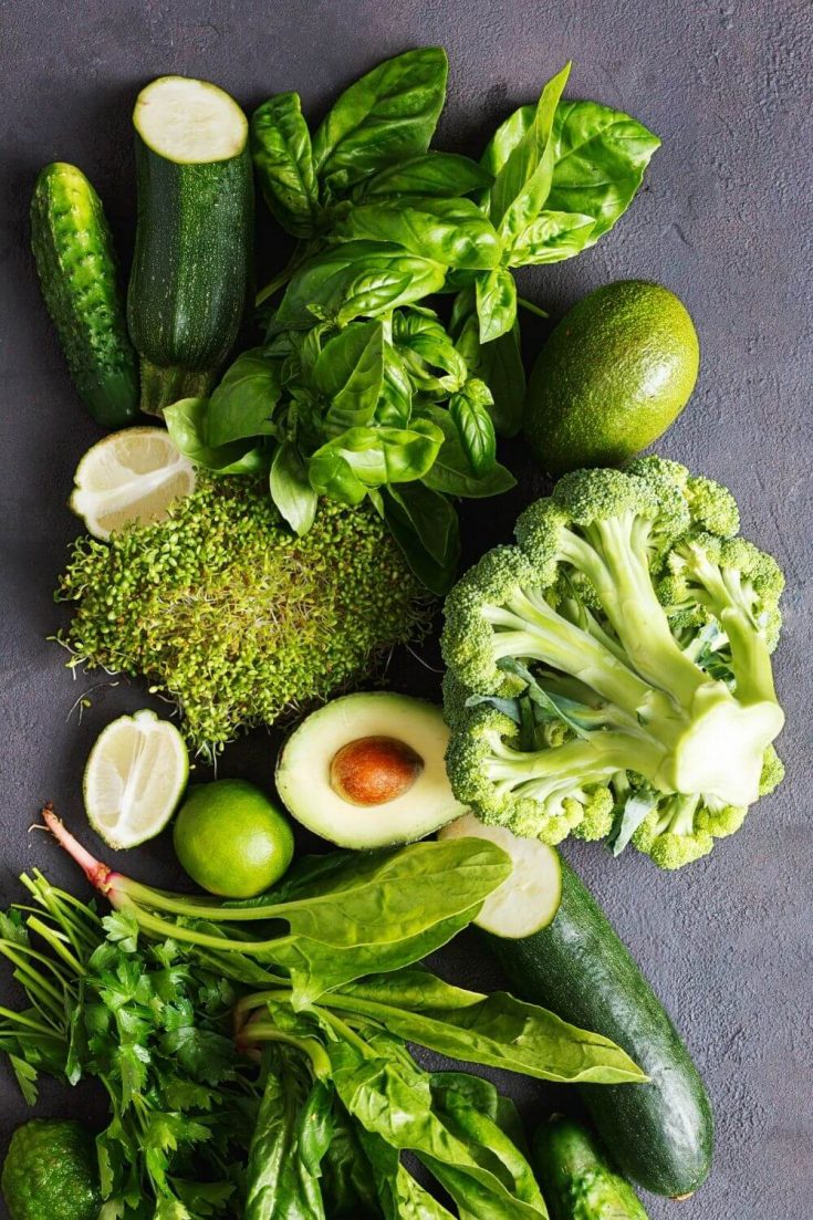 Overhead view of green vegetables