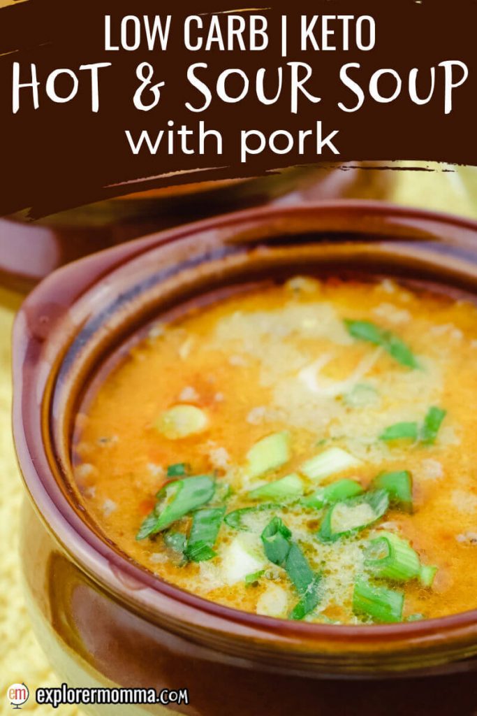 Bowl of keto hot and sour soup with pork