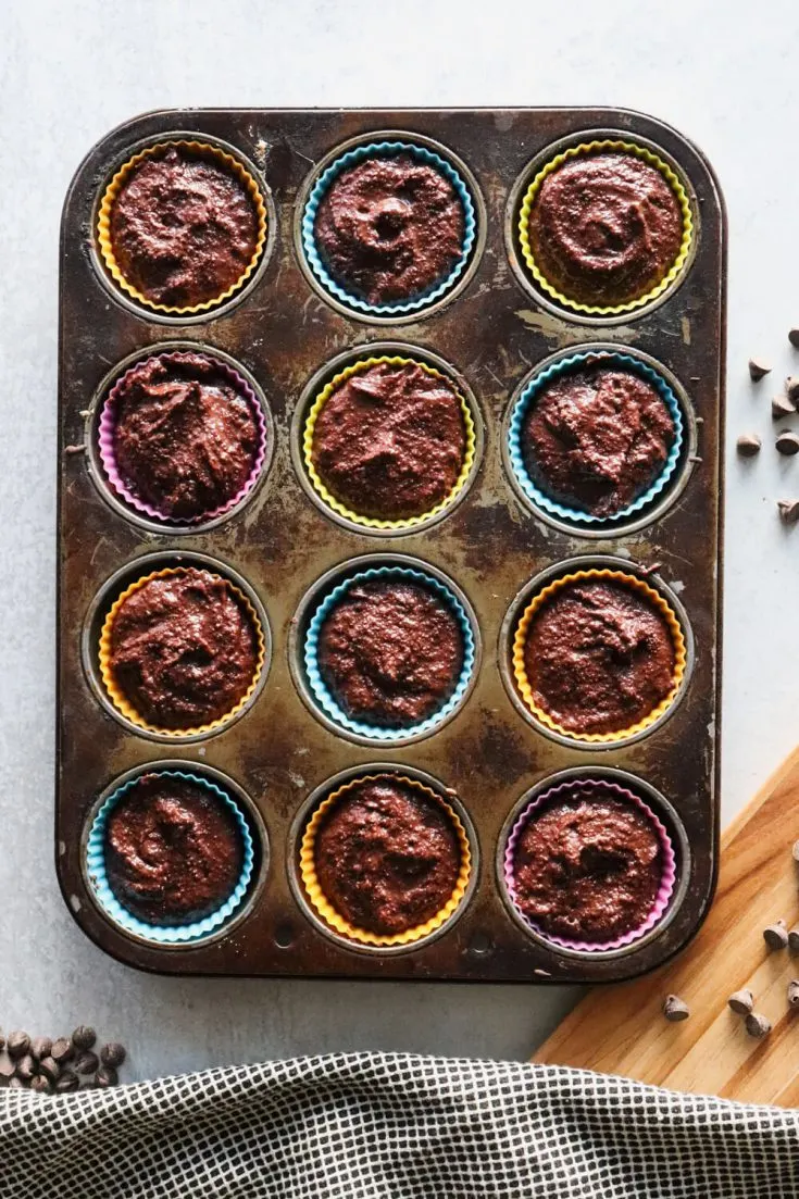 Chocolate keto cupcakes ready to bake