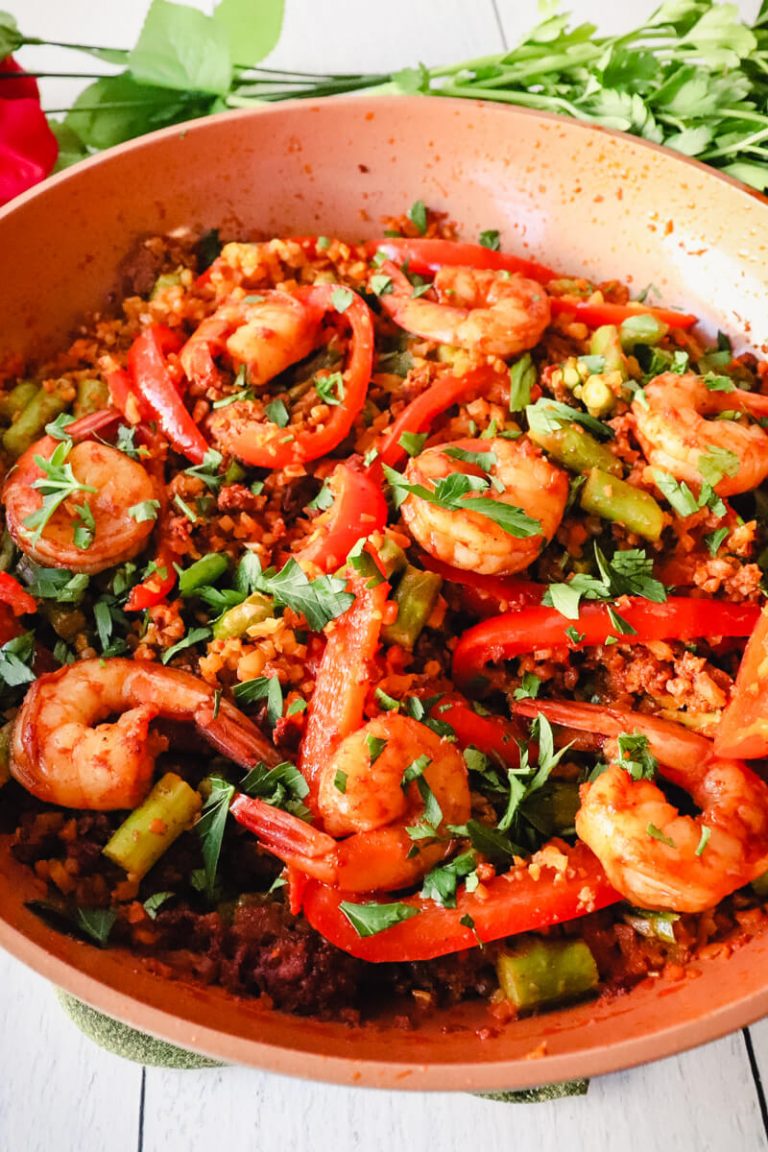 Easy Keto Paella With Cauliflower Rice Explorer Momma