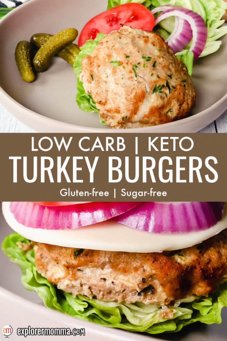 Keto Turkey Burgers openfaced and in a lettuce bun