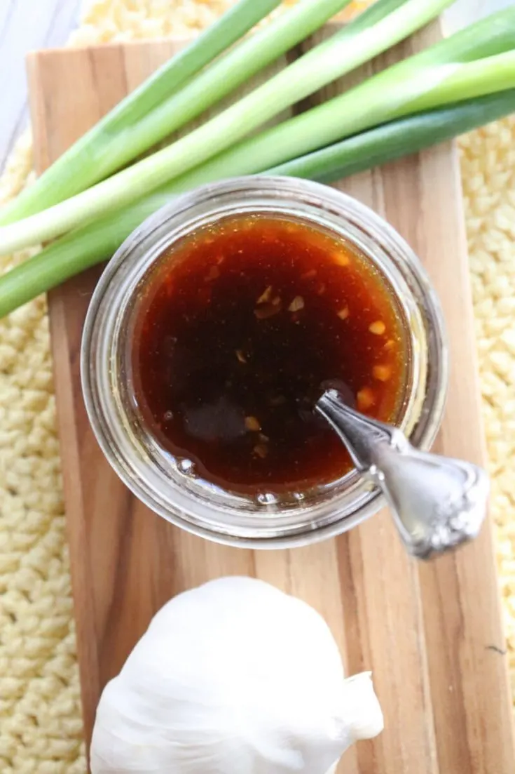 Overhead view of keto teriyaki sauce