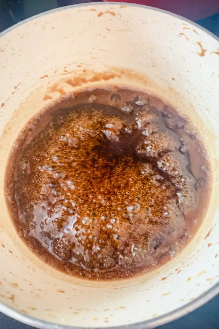 Boiling the keto teriyaki sauce