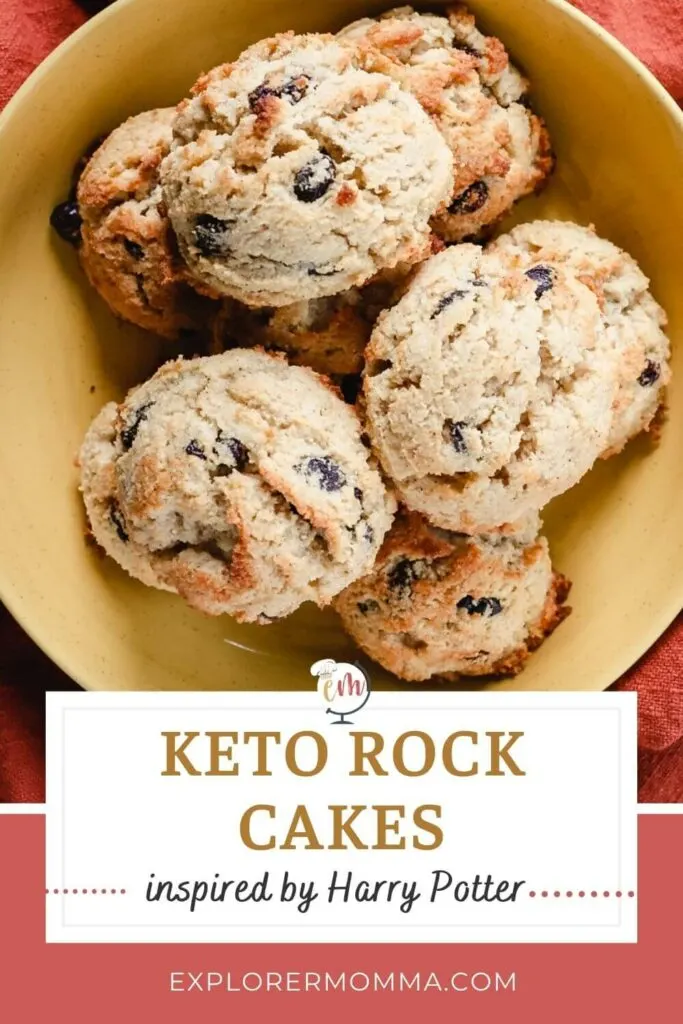 Overhead view of keto rock cakes in a bowl inspired by Harry Potter