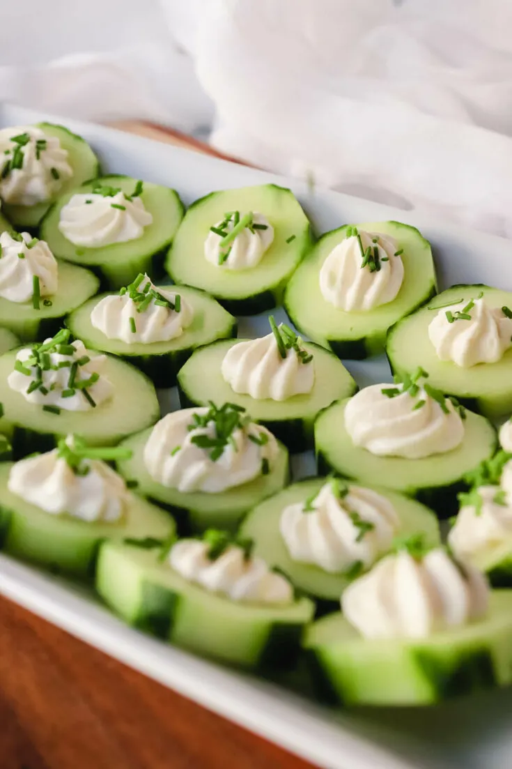 keto cucumber bites on a plate