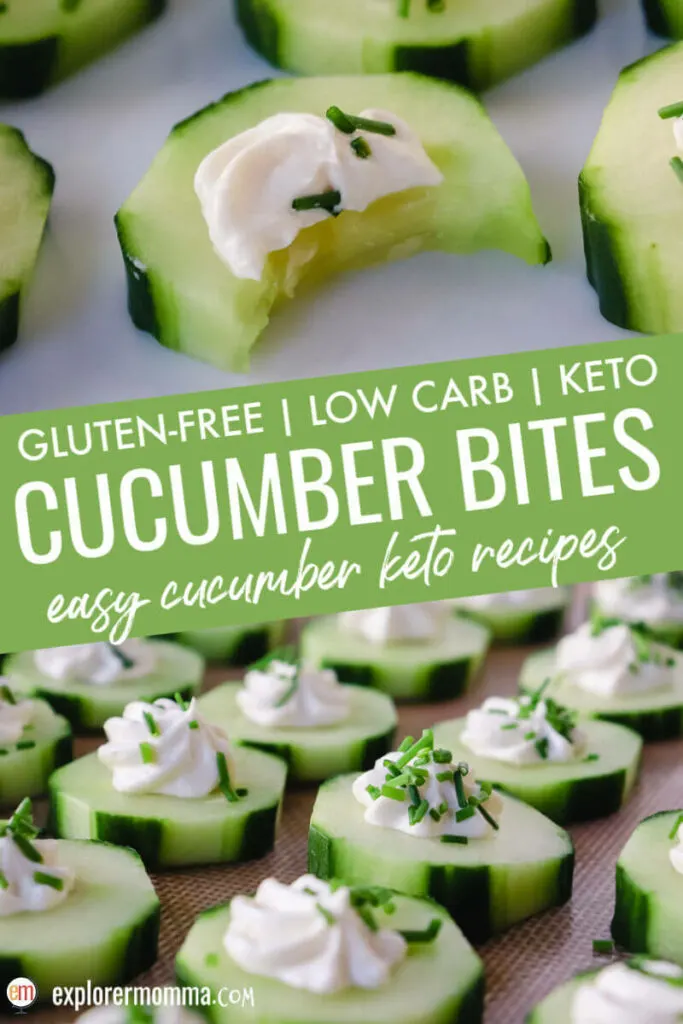 Easy keto cucumber bites on a tray