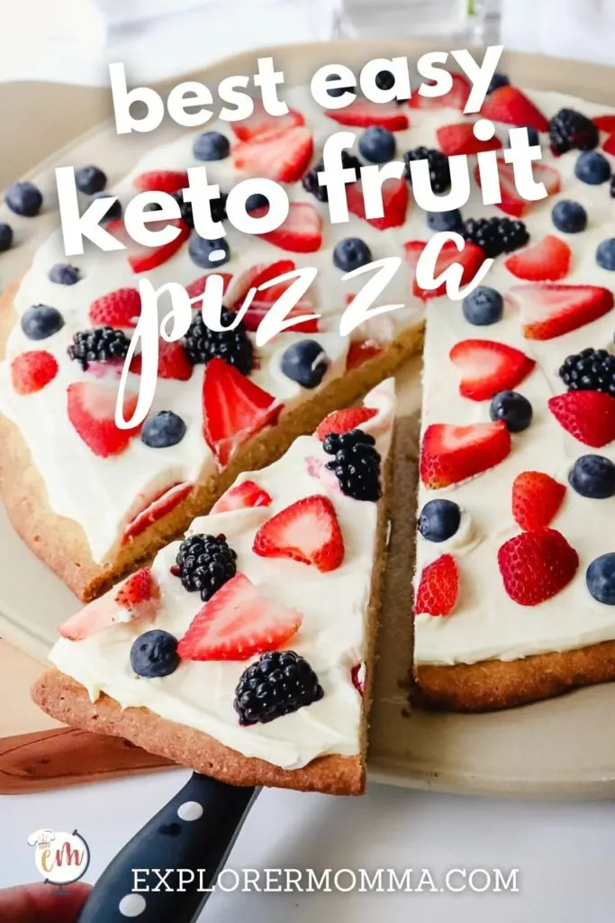 piece of a keto fruit pizza