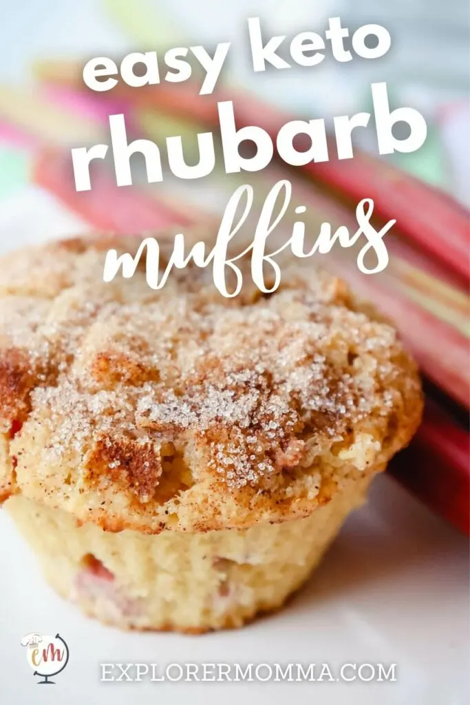 Front view of a keto rhubarb muffin