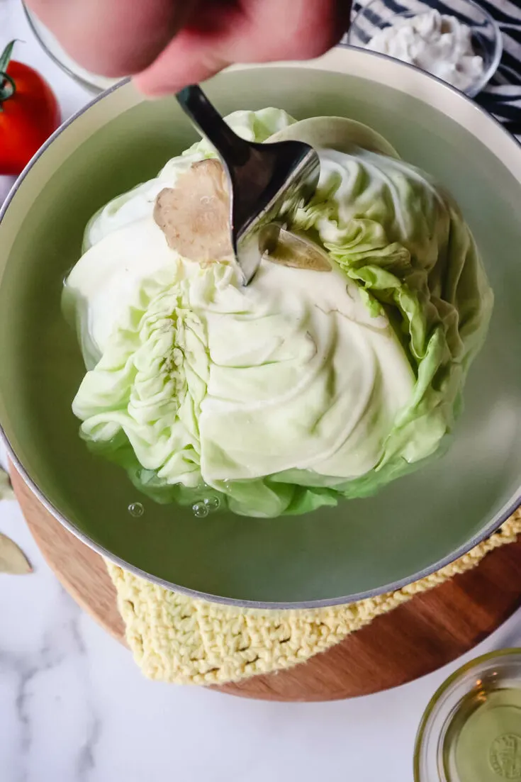 Cabbage in boiling water
